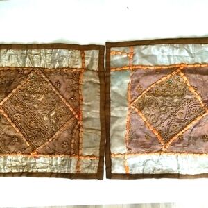 Beaded Accent Pair of Tribal Pillow Covers